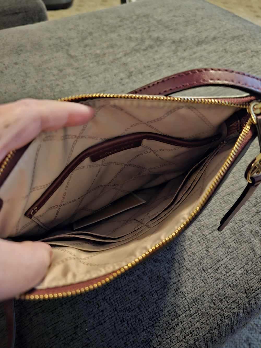 Michael Kors Dark Berry Pebbled Leather Crossbody Bag with Gold Hardware - Picture 4 of 5